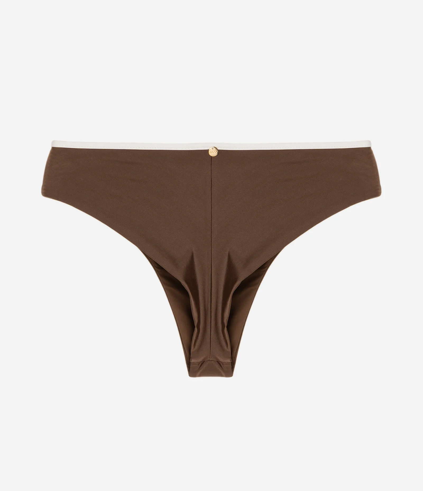 Biquini Calcinha Hot Pants com Cós Contrastantes Marrom 2