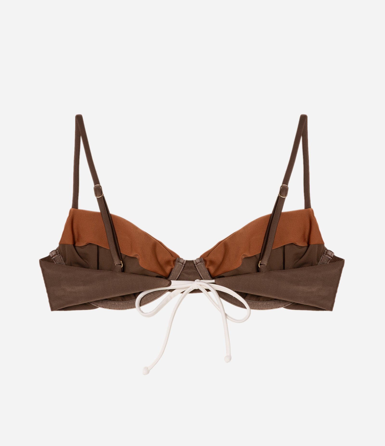 Biquíni Top Meia Taça com Alças Reguláveis e Detalhe Contrastante Marrom/Laranja 6