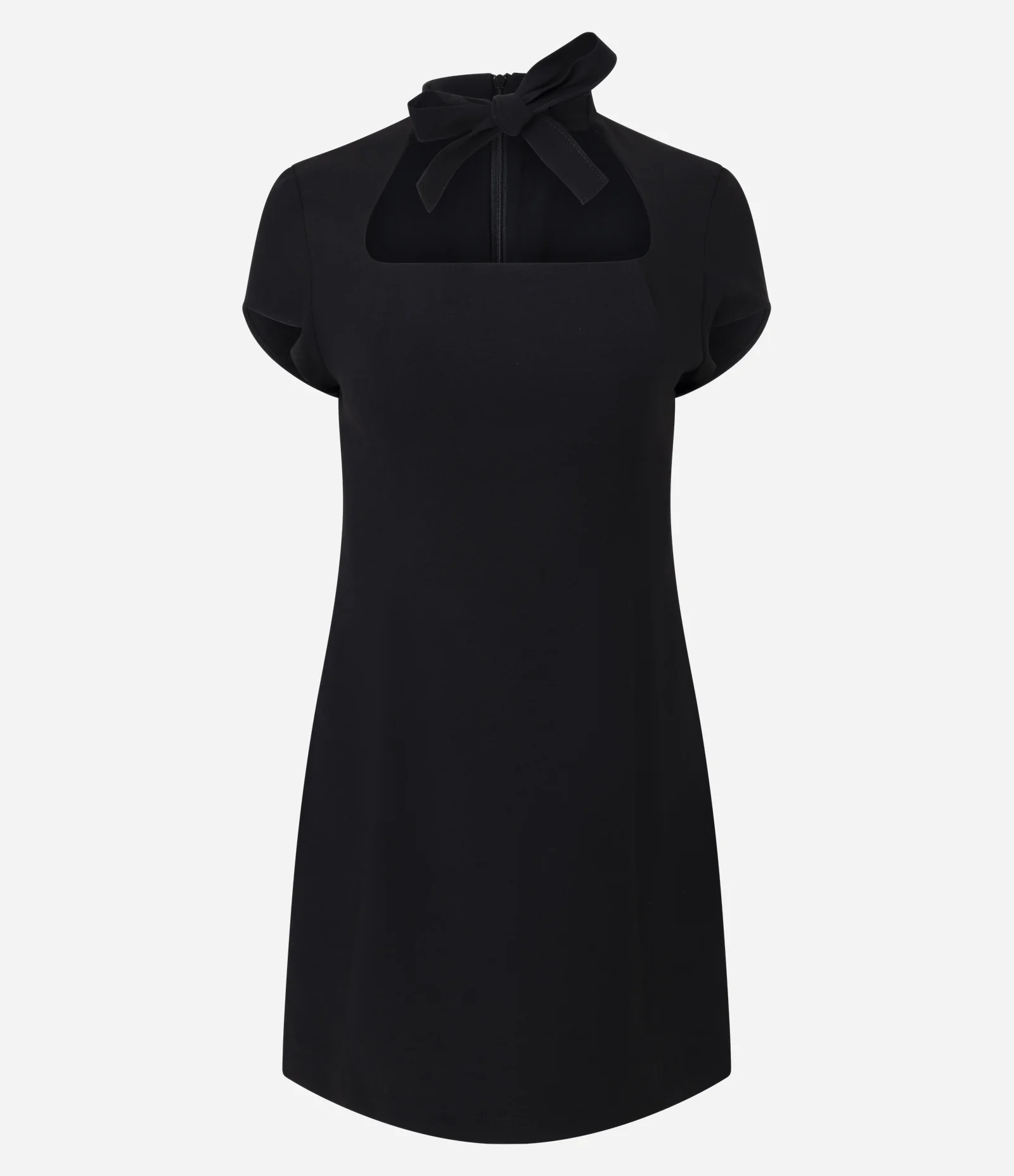 Vestido Curto Alfaiatado com Gola Laço Preto 1