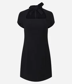 Vestido Curto Alfaiatado com Gola Laço