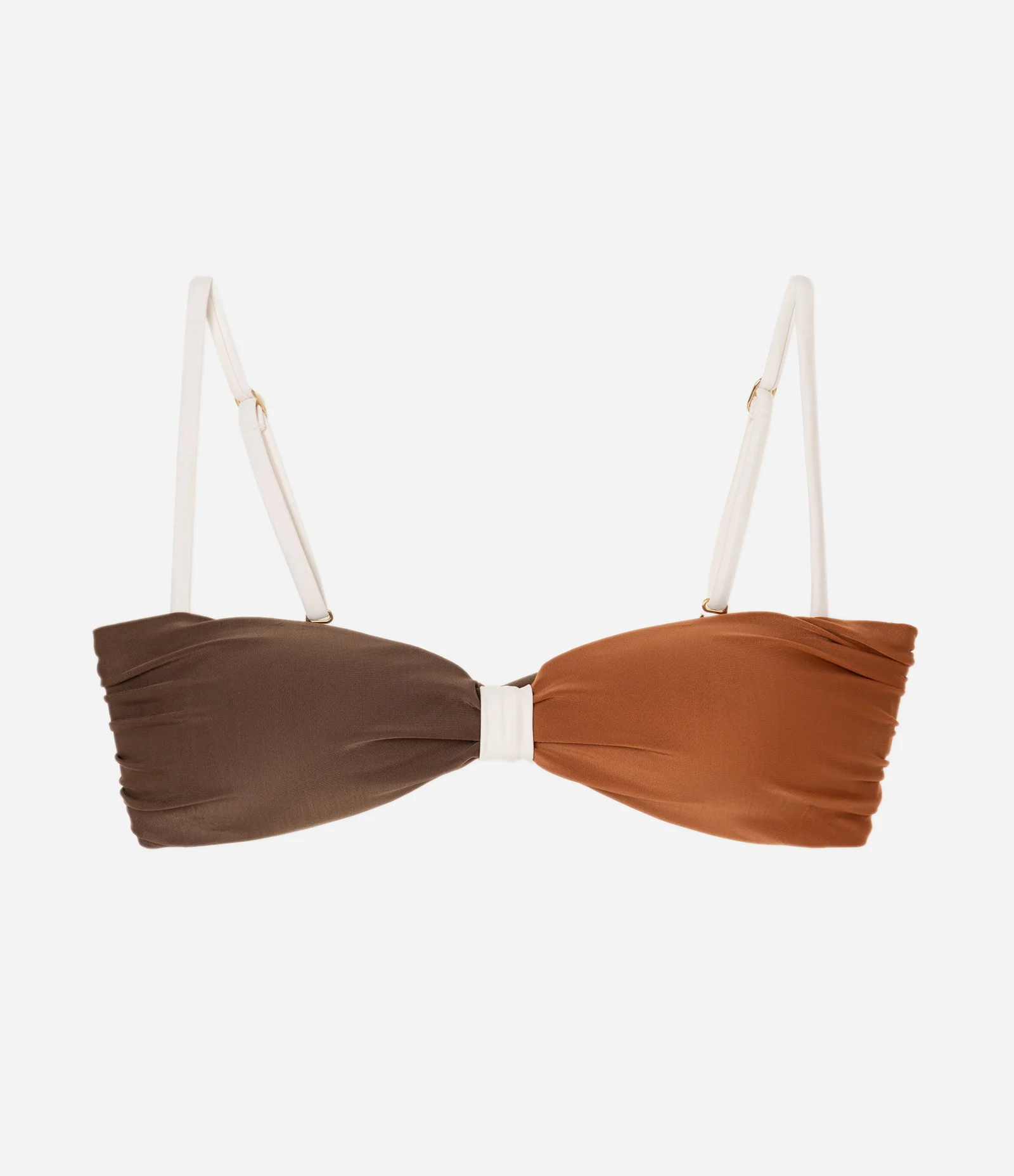 Biquíni Top Bandeau com Estampa Bicolor Marrom 1