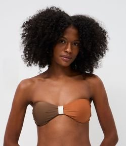 Biquíni Top Bandeau com Estampa Bicolor