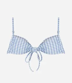 Biquini Top Bandeau com Estampa Xadrez Vichy