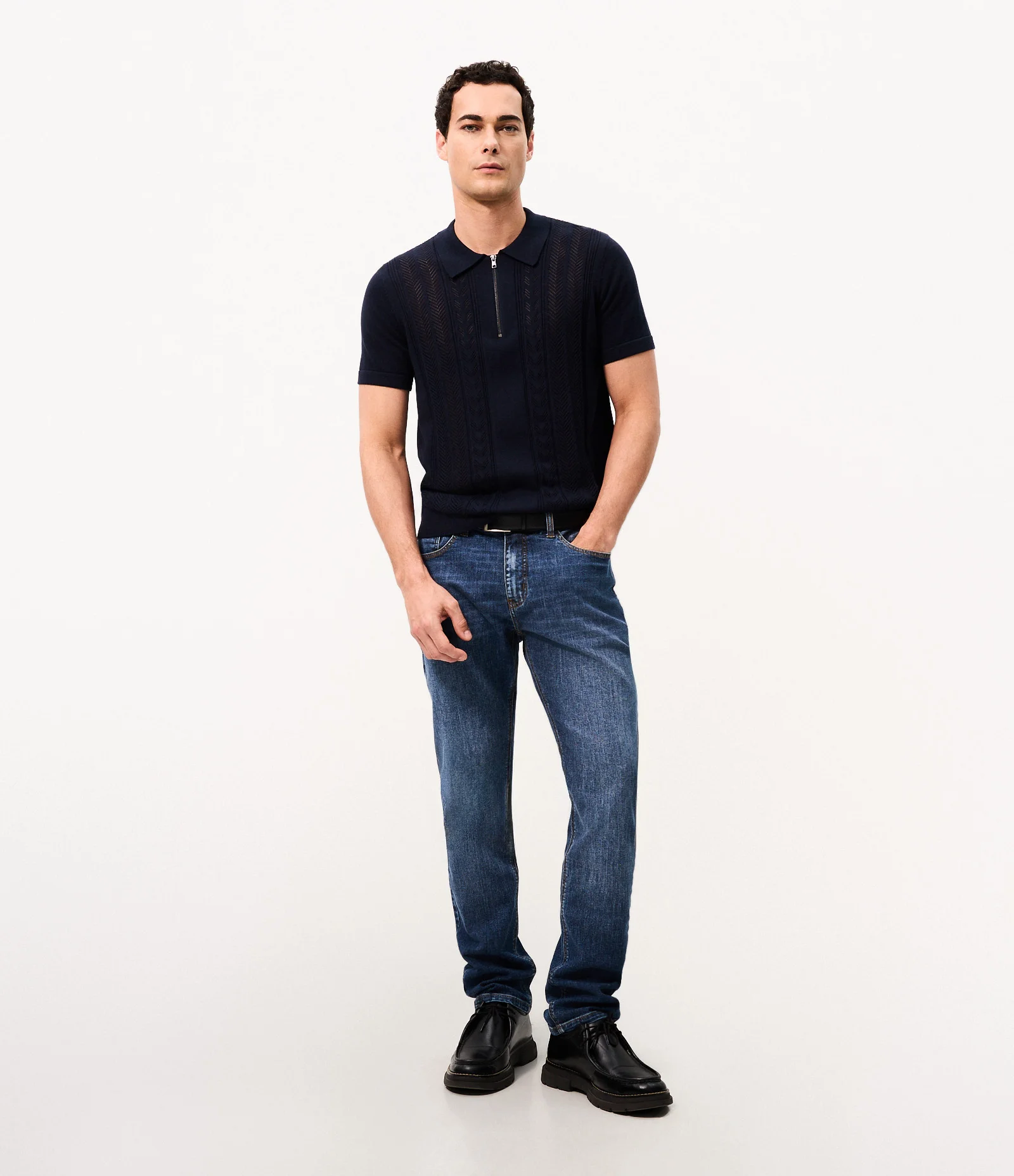 Calça Slim Jeans com Elastano e Pesponto Contrastante Azul 1