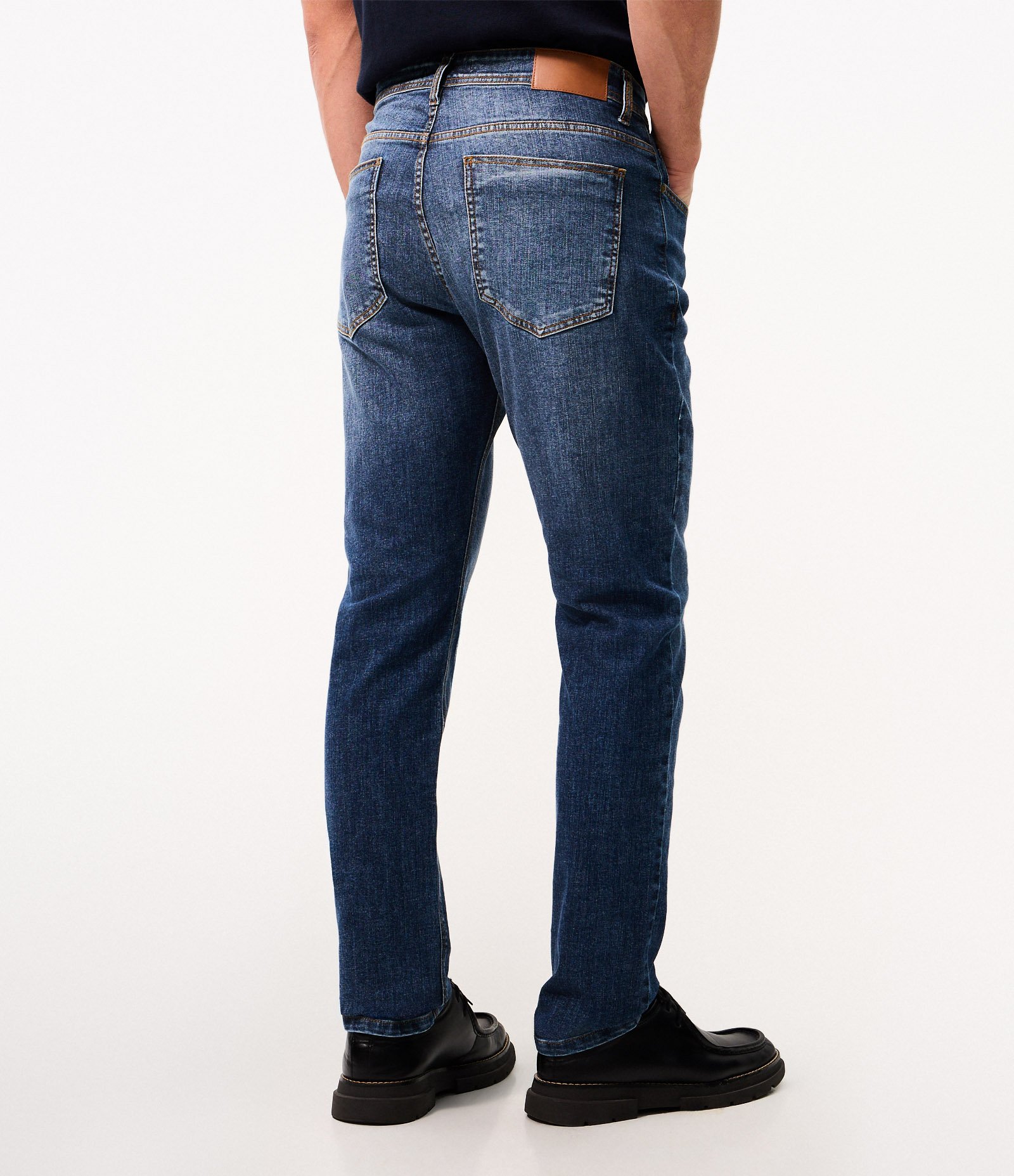 Calça Slim Jeans com Elastano e Pesponto Contrastante Azul 3