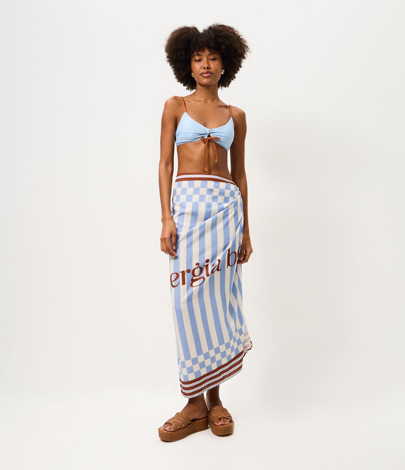 Canga de Praia em Viscose com Estampa e Lettering Azul 3