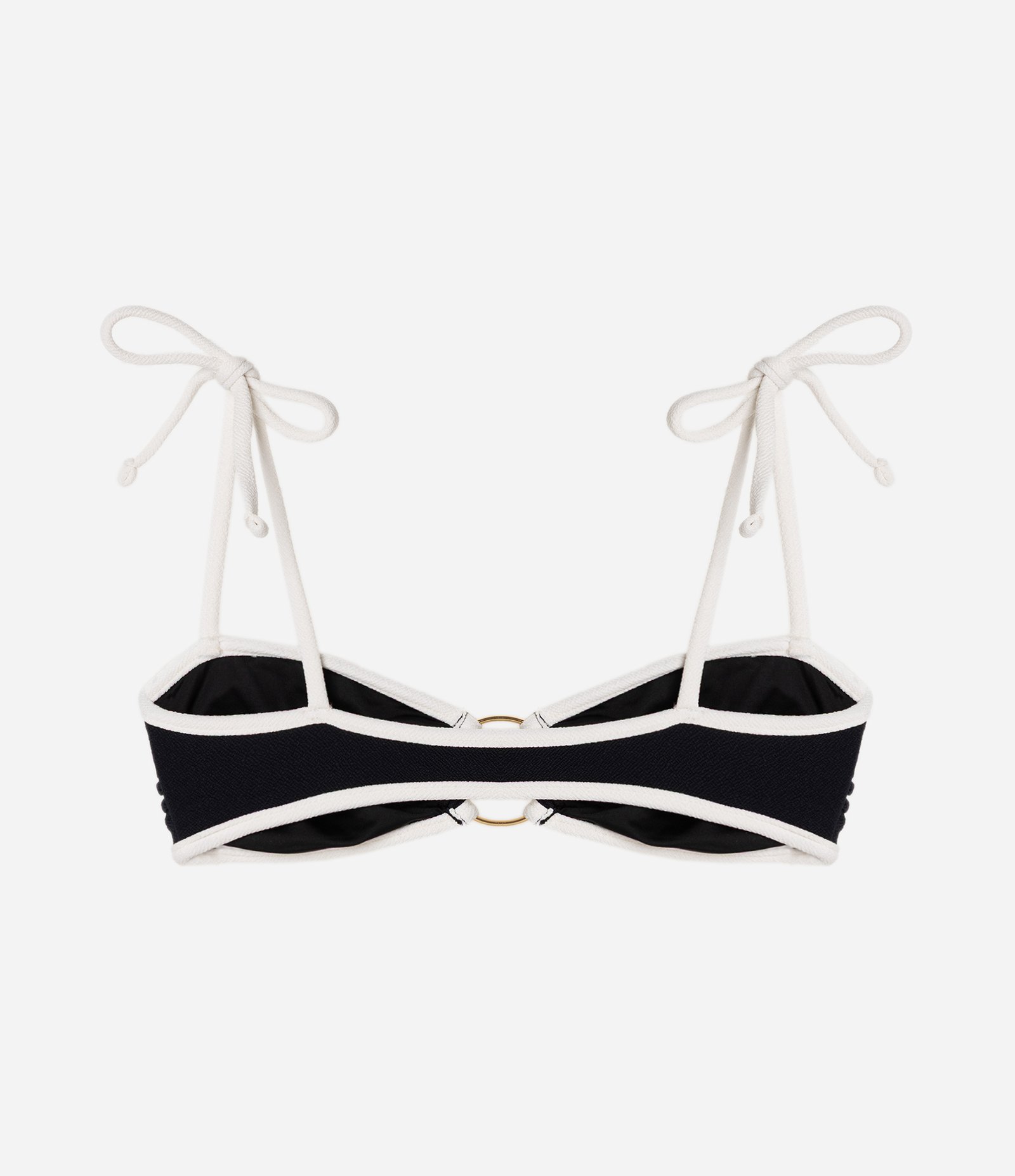 Biquíni Top Bandeau em Crepe com Viés Contrastante e Aviamento Preto/Branco 2