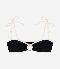 Biquíni Top Bandeau em Crepe com Viés Contrastante e Aviamento