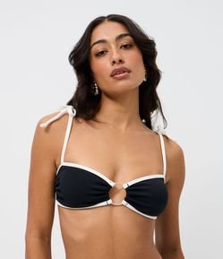 Biquíni Top Bandeau em Crepe com Viés Contrastante e Aviamento
