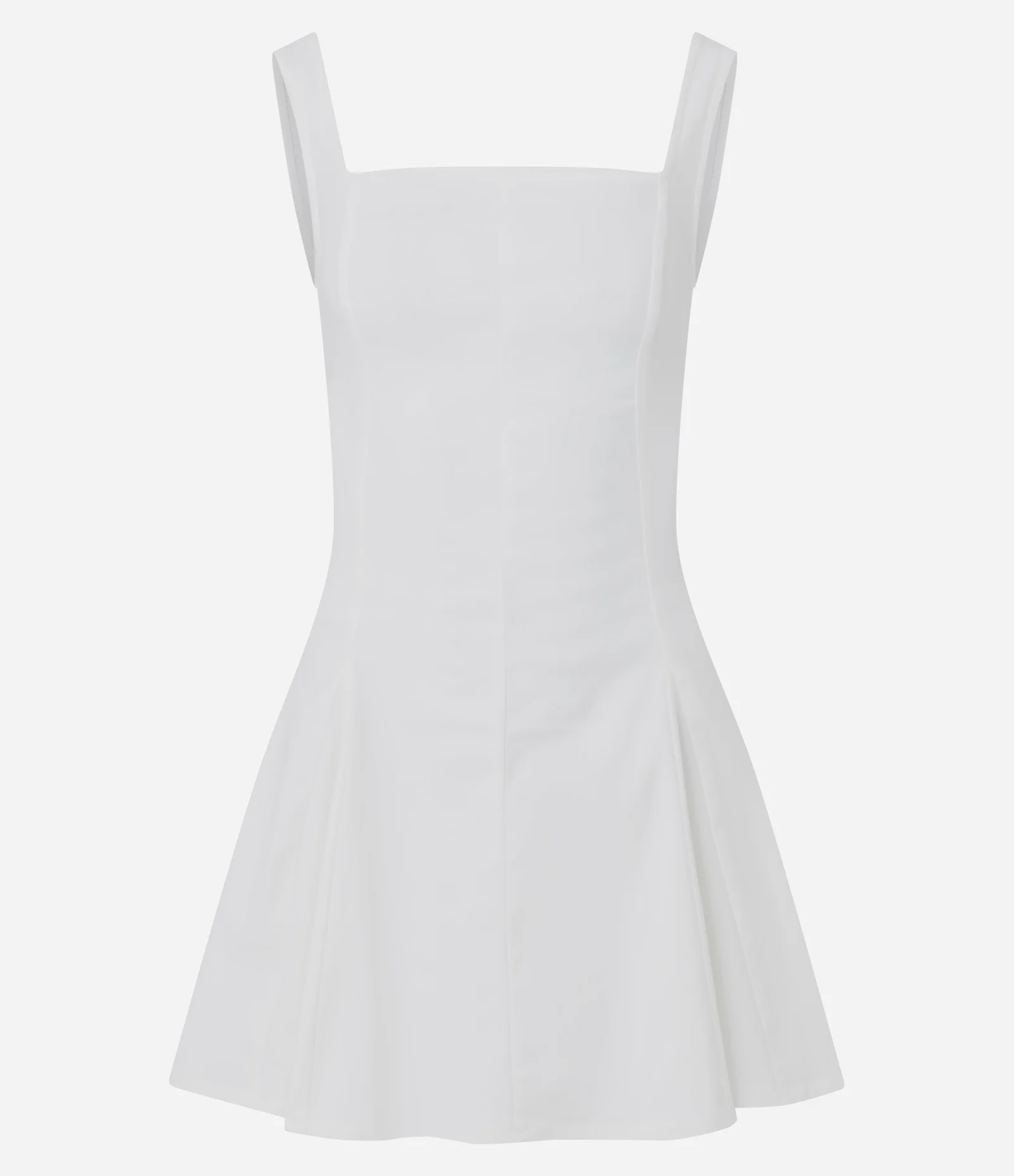 Vestido Evasê Curto em Bengaline Com Decote Quadrado Branco 1