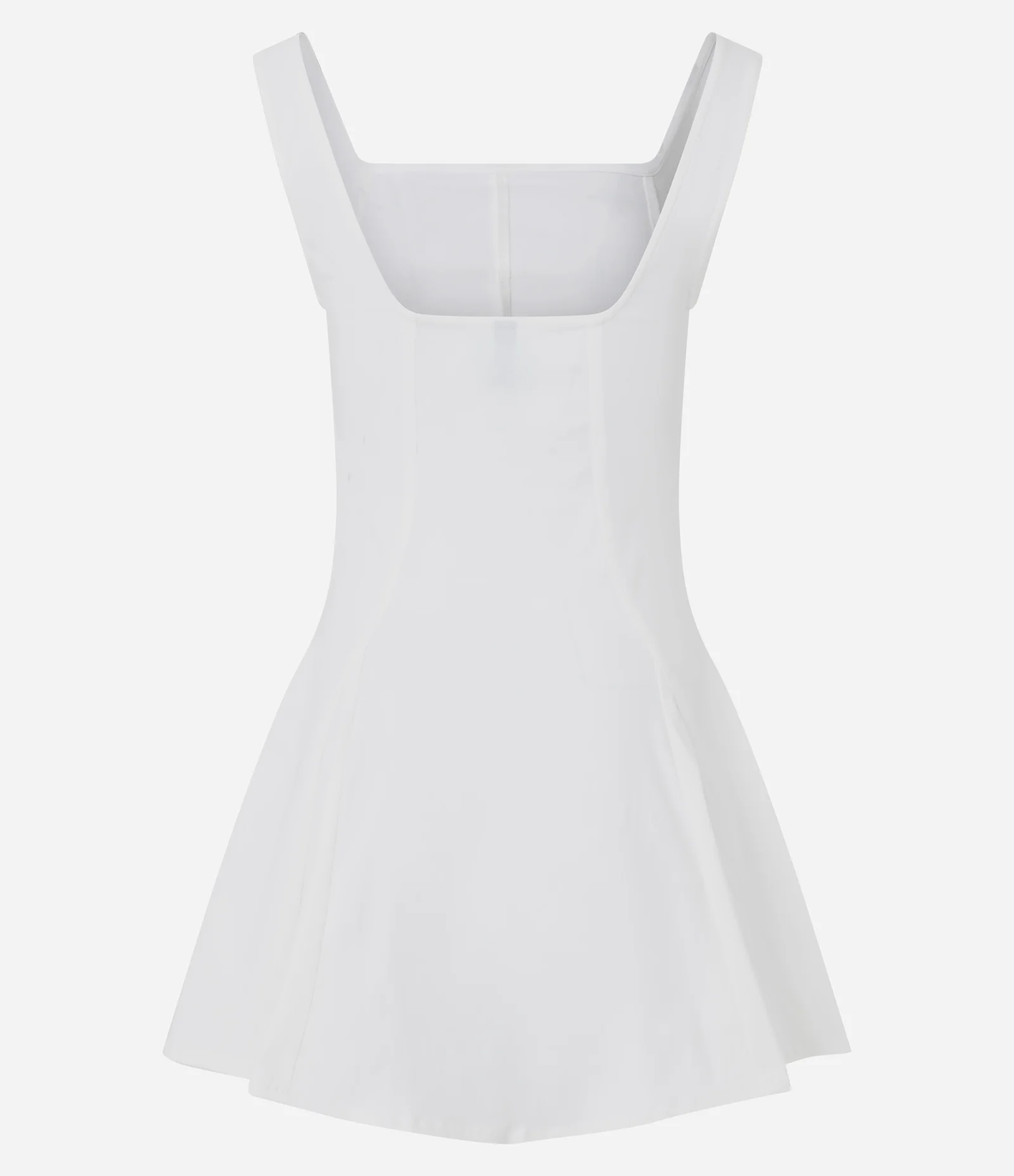 Vestido Evasê Curto em Bengaline Com Decote Quadrado Branco 2