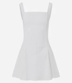 Vestido Evasê Curto em Bengaline Com Decote Quadrado