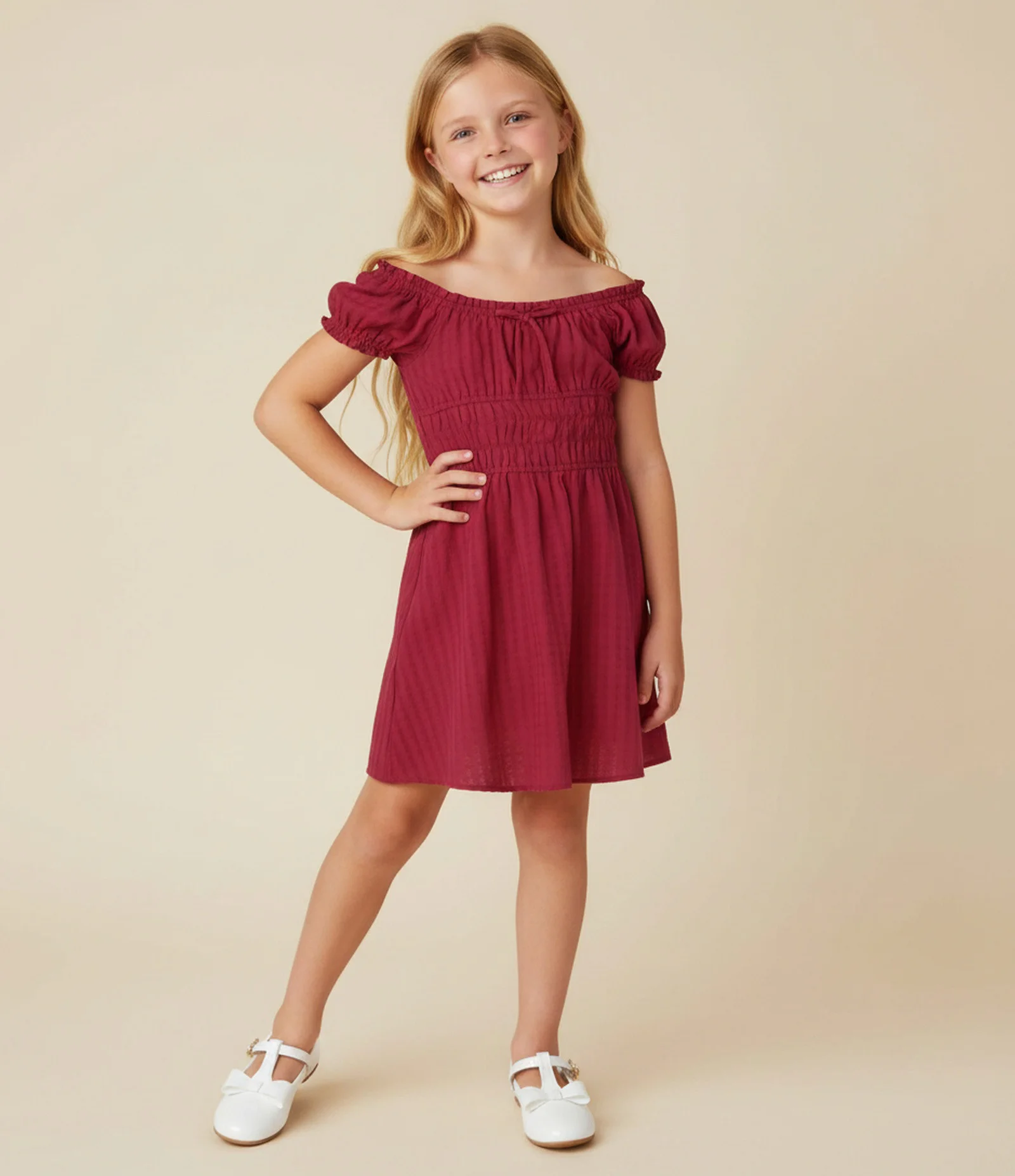 Vestido Evasê Infantil em Algodão com Lastex – Tam 7 a 16 Anos Vermelho 1