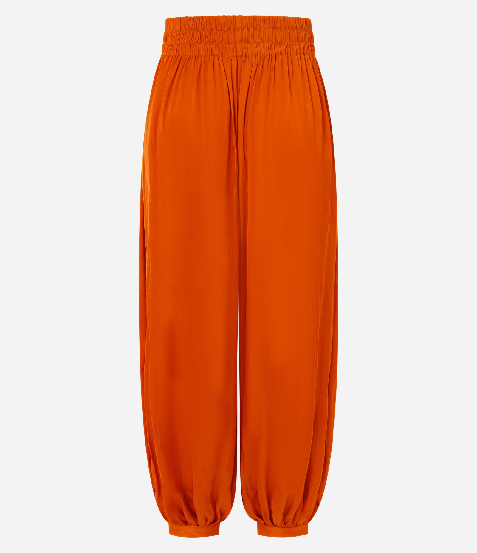 Calça Aladim Acetinada com Aplicação Metálica no Cós Laranja 8