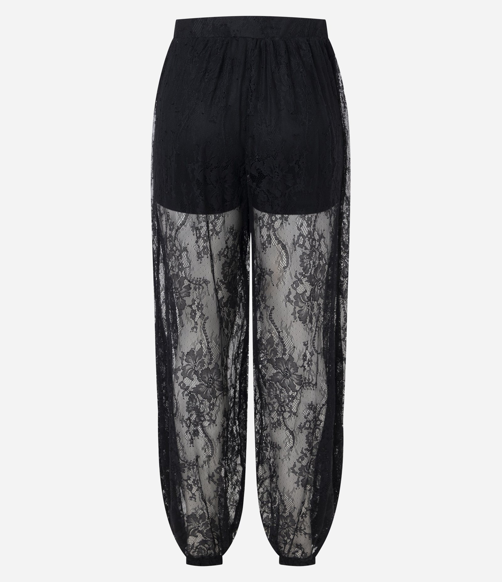 Calça Aladim em Renda com Cós Elástico Preto 8