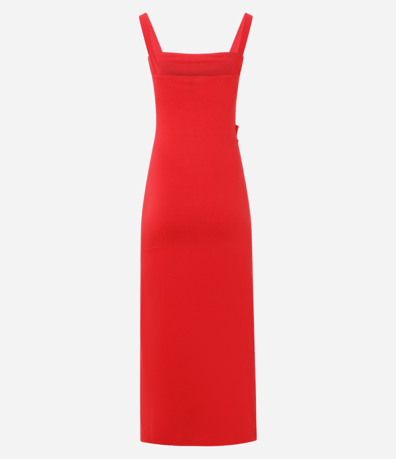 Vestido Feminino Midi Bengaline com Franzido Lateral Vermelho 2