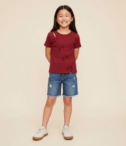 Baby Look Infantil em Ribana com Aplicação de Laços – Tam 5 a 14 Anos
