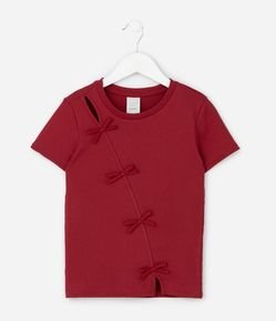 Baby Look Infantil em Ribana com Aplicação de Laços – Tam 5 a 14 Anos