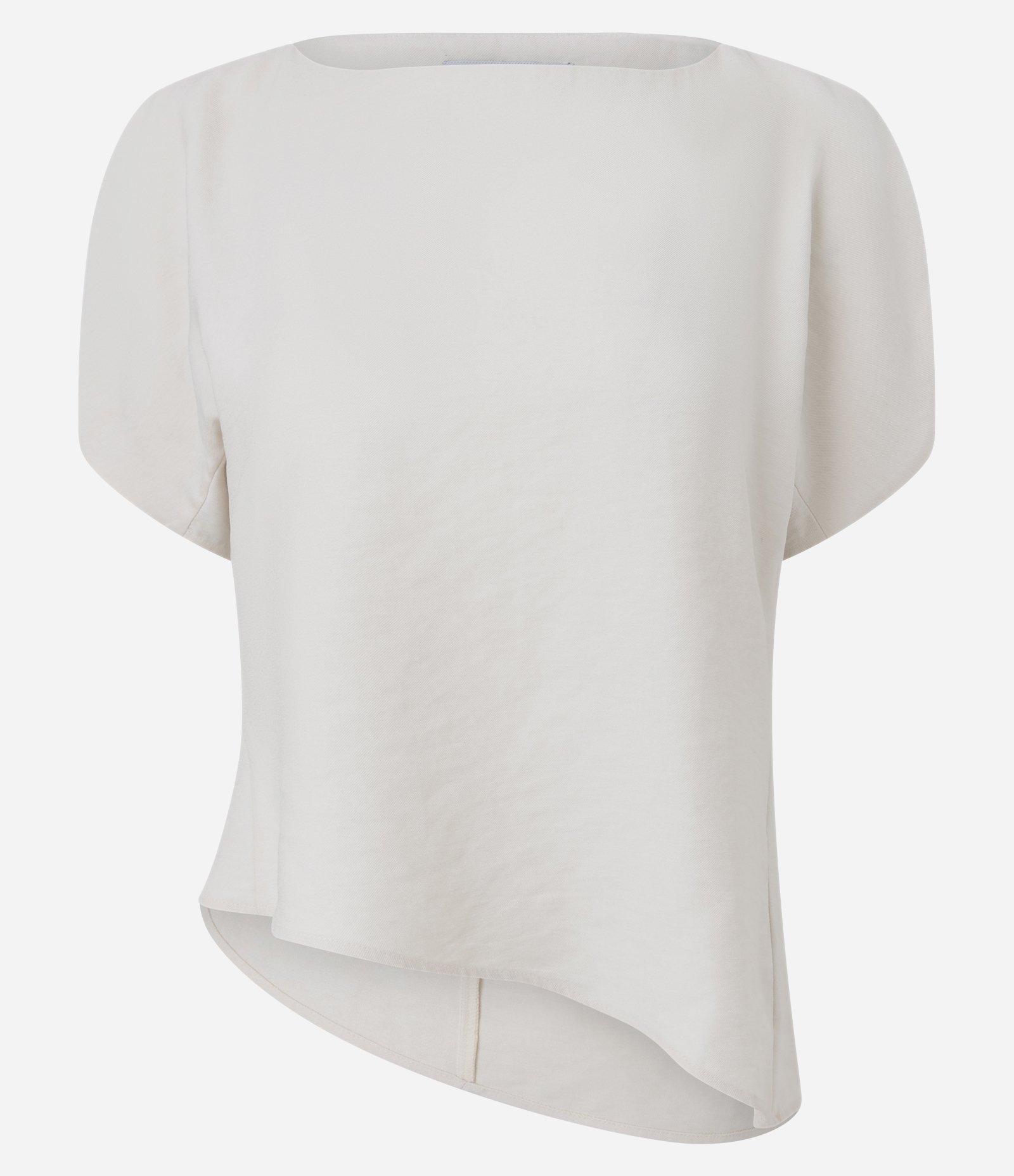 Blusa Alfaiatada com Manga Bufante e Barra Assimétrica Bege 1