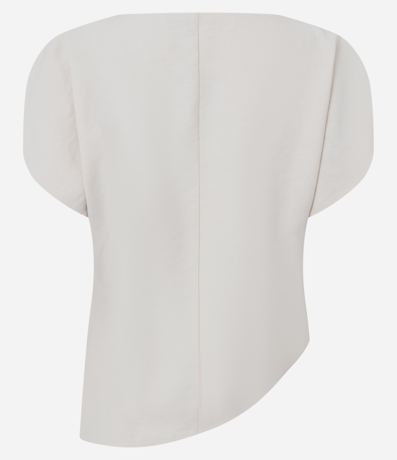 Blusa Alfaiatada com Manga Bufante e Barra Assimétrica Bege 2
