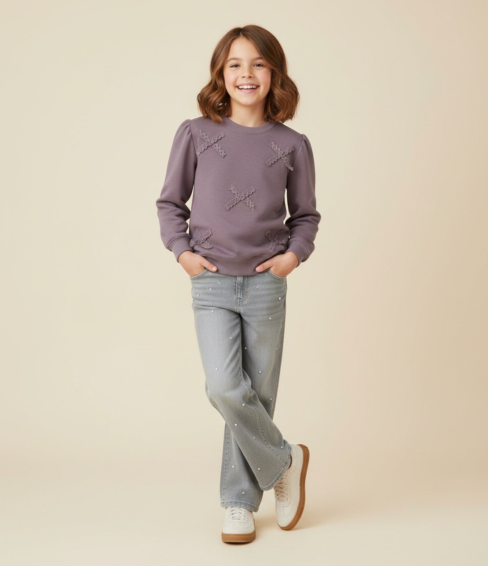 Calça Infantil Reta em Jeans – Tam 5 a 14 Anos Cinza Claro 1