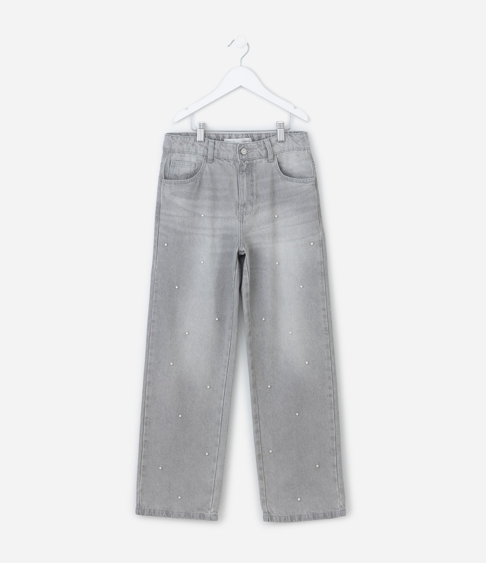 Calça Infantil Reta em Jeans – Tam 5 a 14 Anos Cinza Claro 3