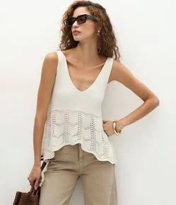 Blusa Mullet em Tricô com Alças Largas
