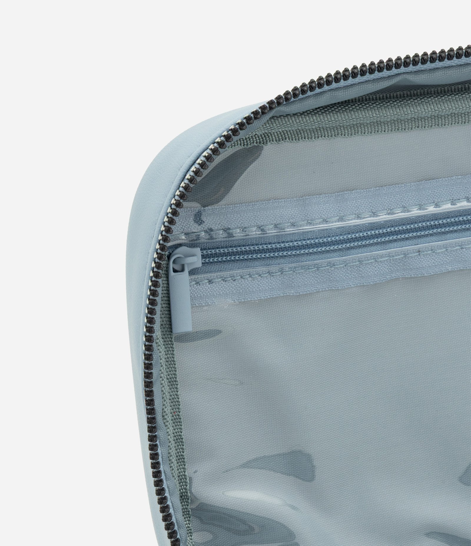 Necessaire em PU com Textura de Corações Azul 5