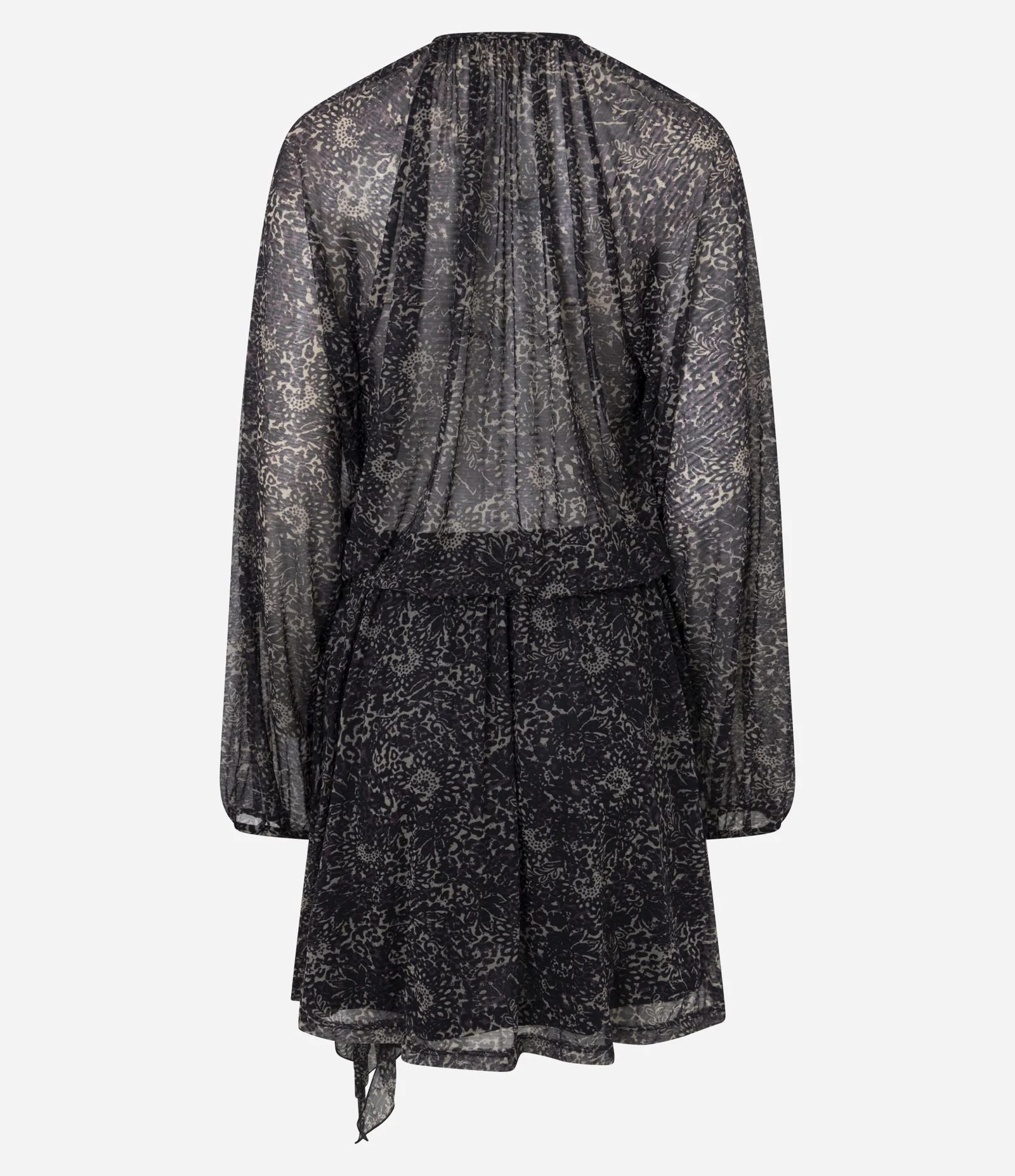 Vestido em Chiffon com Transparência e Estampa Animal Print Preto 2