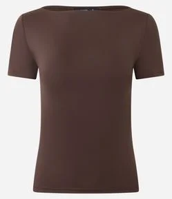 Blusa Regular em Microfibra com Gola Canoa