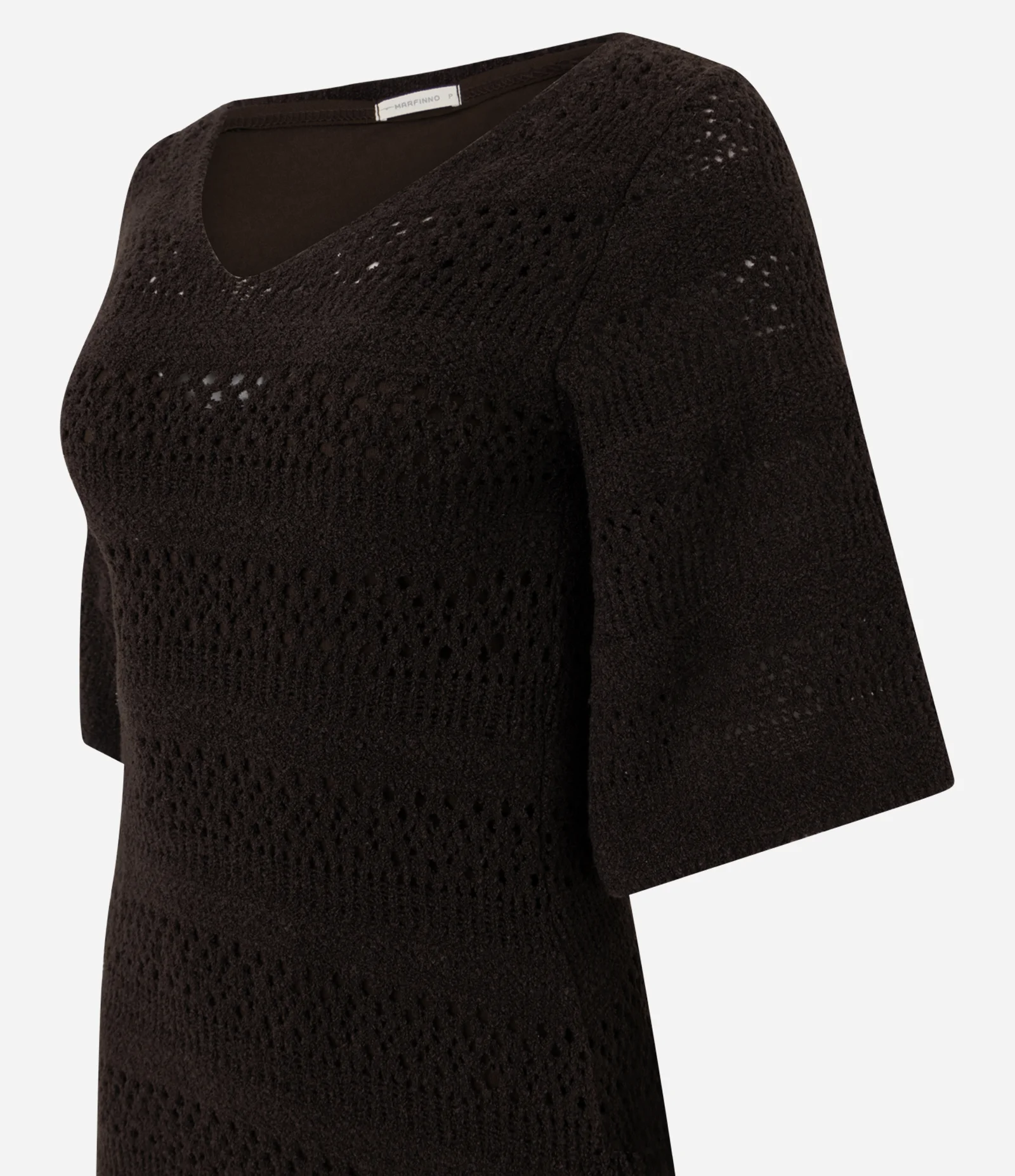 Vestido Midi em Tricô com Mangas Amplas Marrom 2