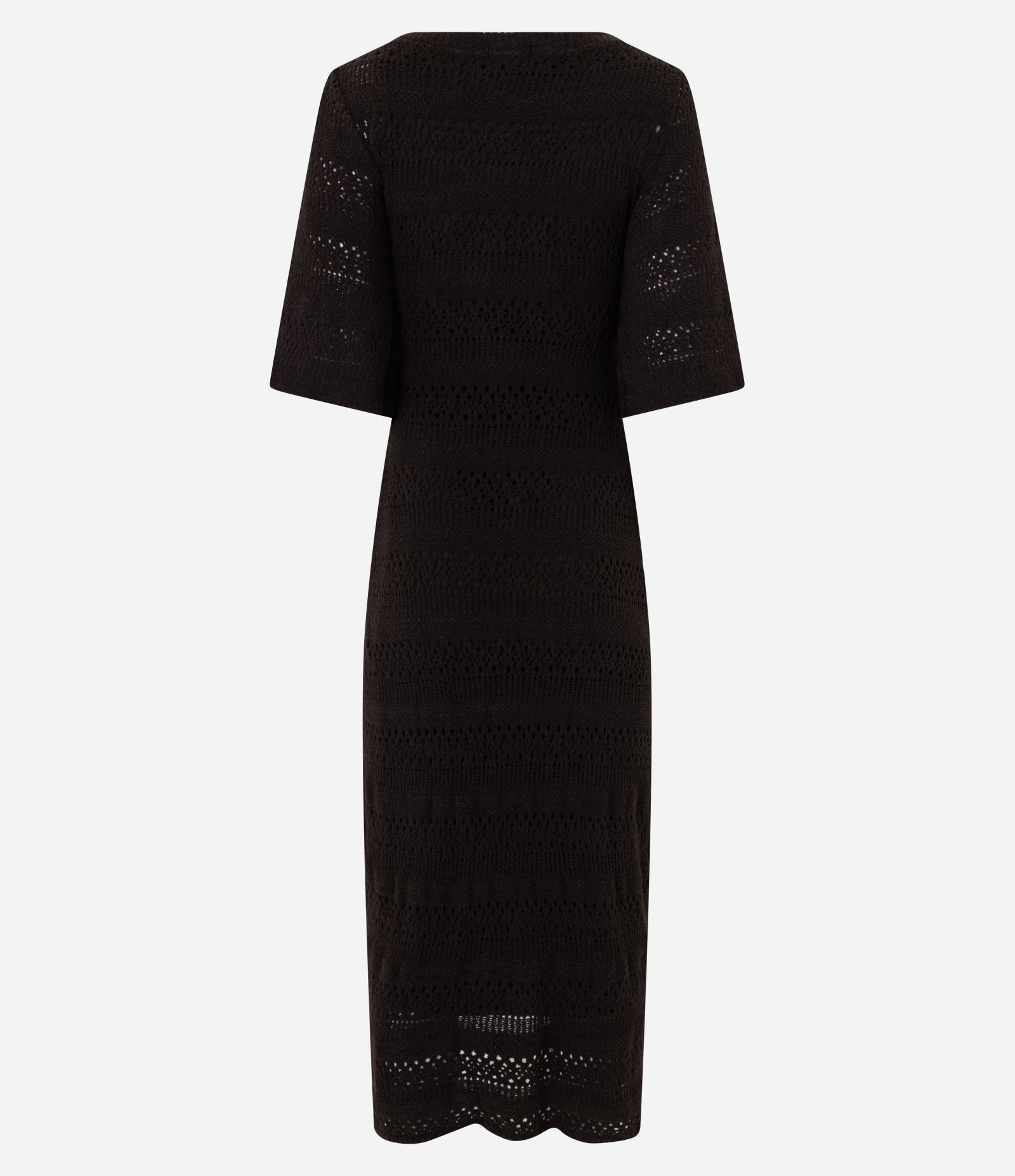 Vestido Midi em Tricô com Mangas Amplas Marrom 3