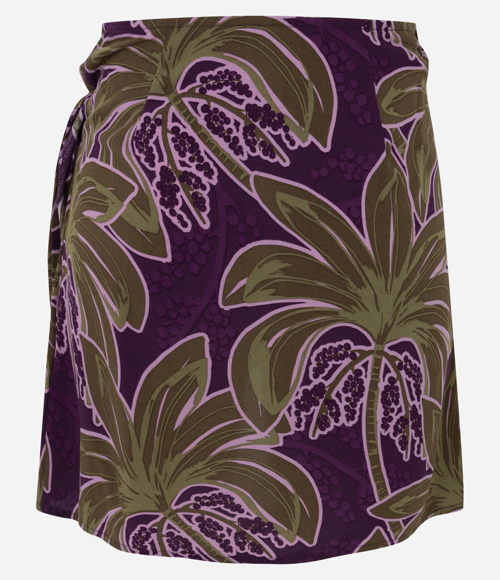 Saída de Praia Saia em Viscolinho com Estampa de Coqueiro Roxo/Verde 2