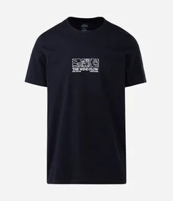Camiseta Regular Manga Curta em Algodão com Lettering e Ícones