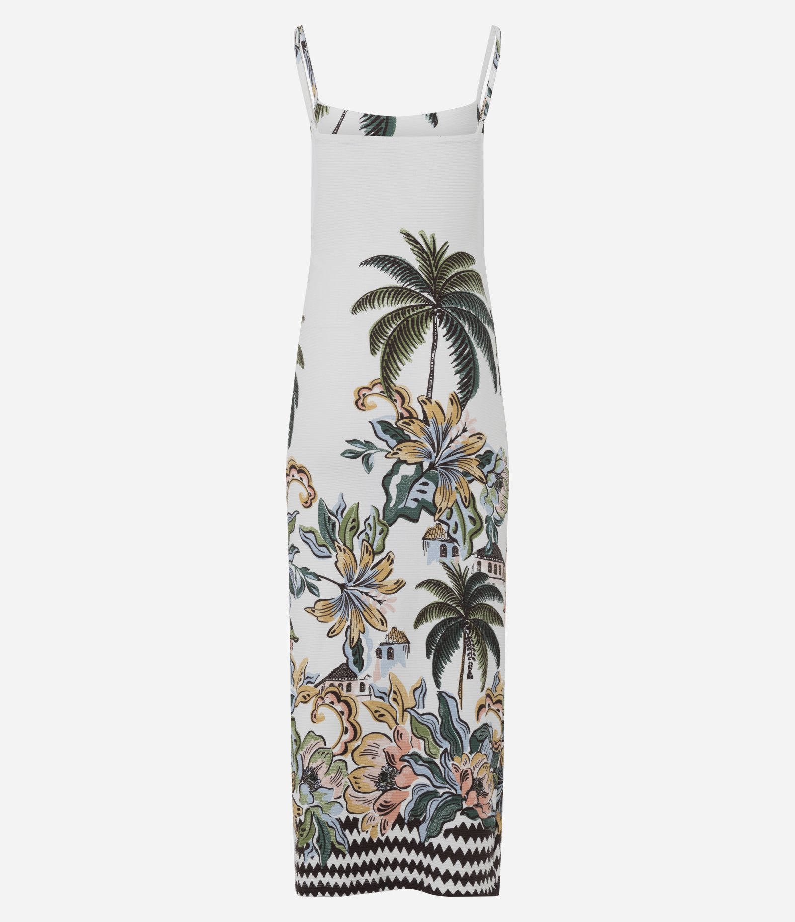 Vestido Midi em Ribana com Estampa Floral e Alças Finas Branco 3