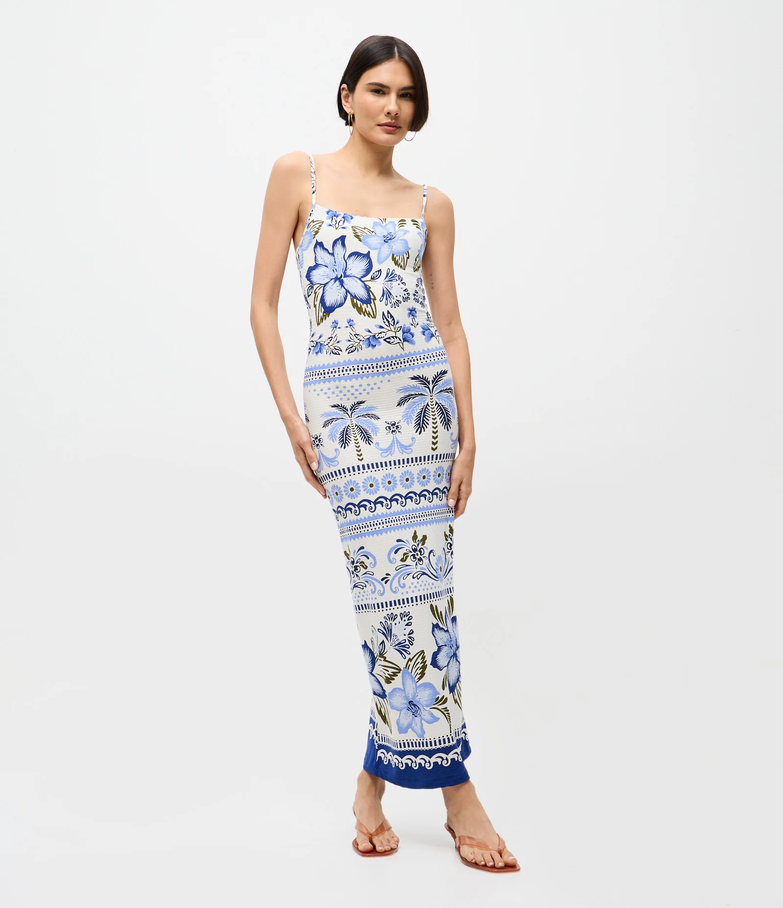 Vestido Midi Alcinha em Viscose com Estampa Floral Off White 1