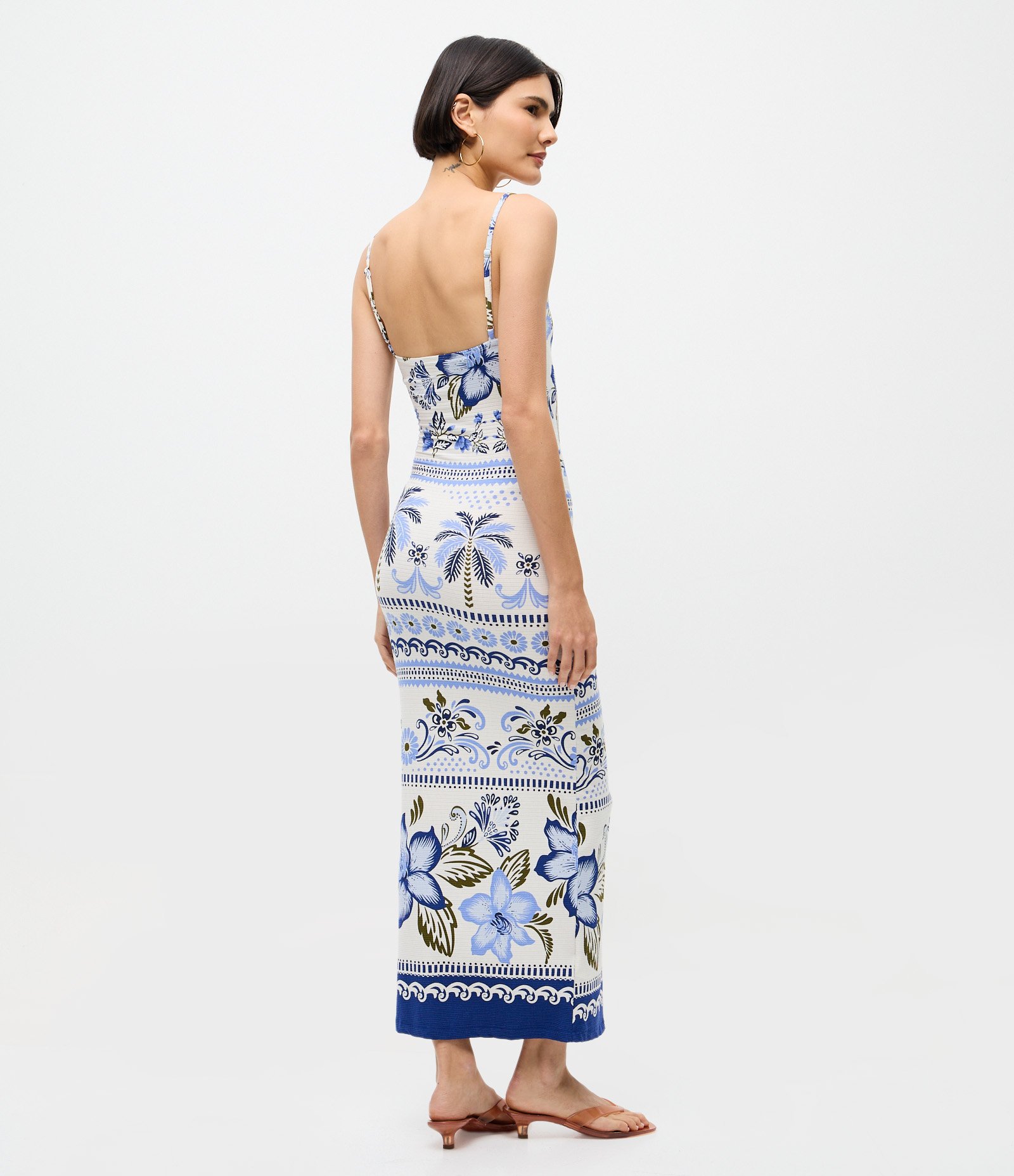 Vestido Midi Alcinha em Viscose com Estampa Floral Off White 3