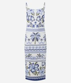 Vestido Midi Alcinha em Viscose com Estampa Floral