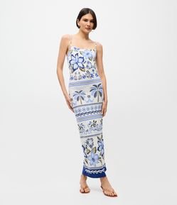 Vestido Midi Alcinha em Viscose com Estampa Floral
