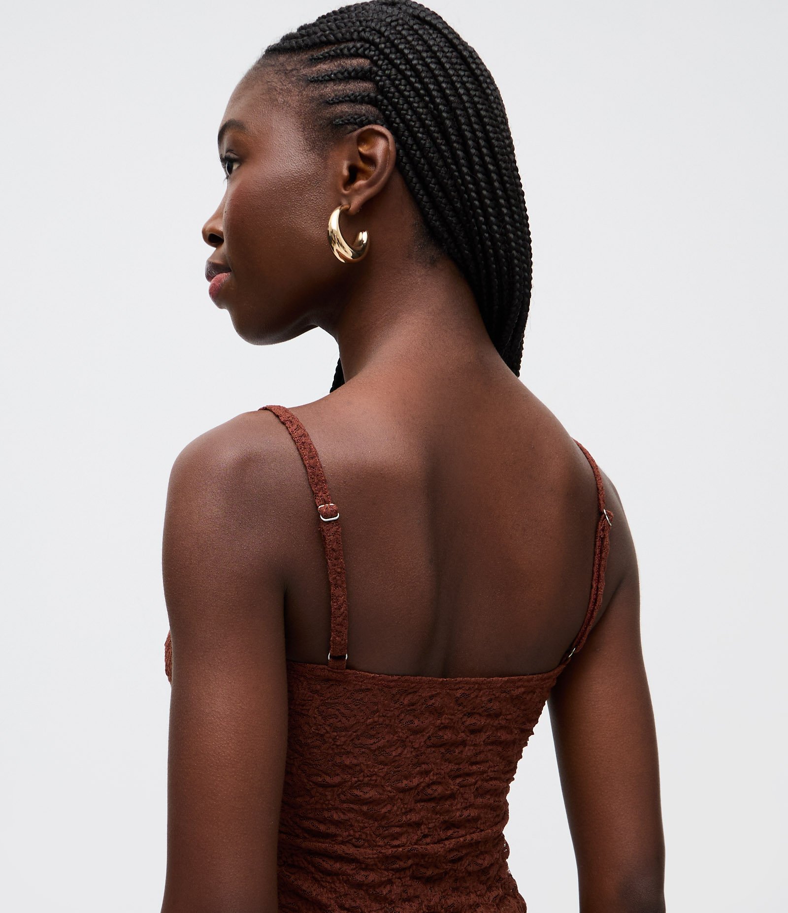 Blusa Peplum em Renda com Alcinha Marrom 4