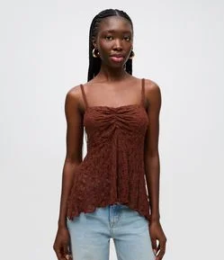 Blusa Peplum em Renda com Alcinha