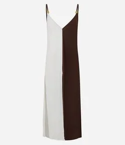 Saída de Praia Vestido Bicolor com Aviamento nas Alças