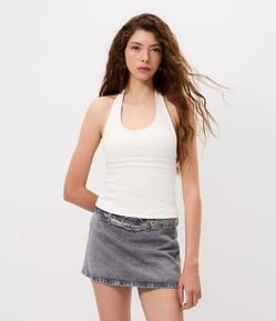 Blusa Frente Única em Ponto Roma com Laço nas Costas