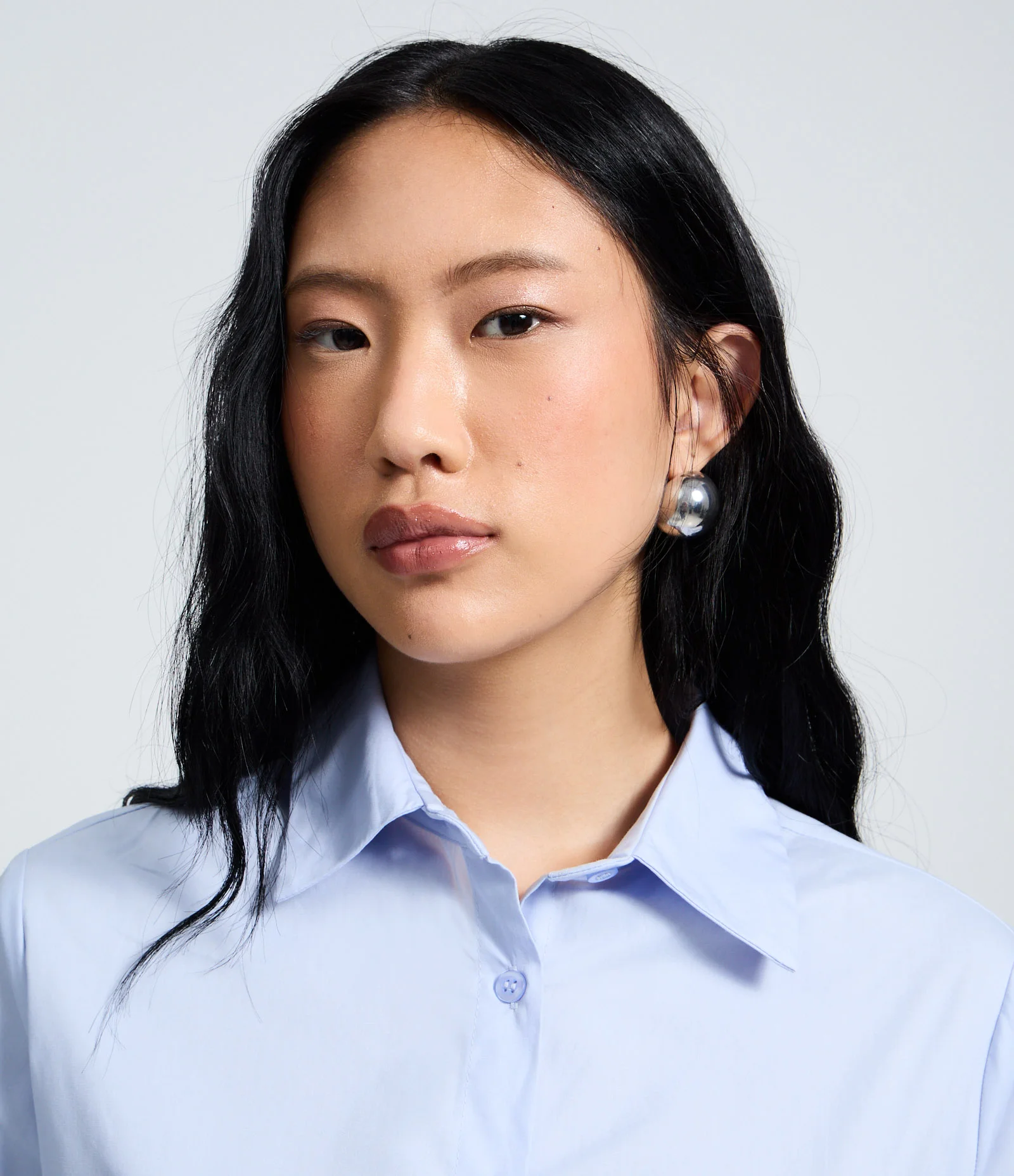 Vestido Camisa Curto com Saia Balonê Azul 3