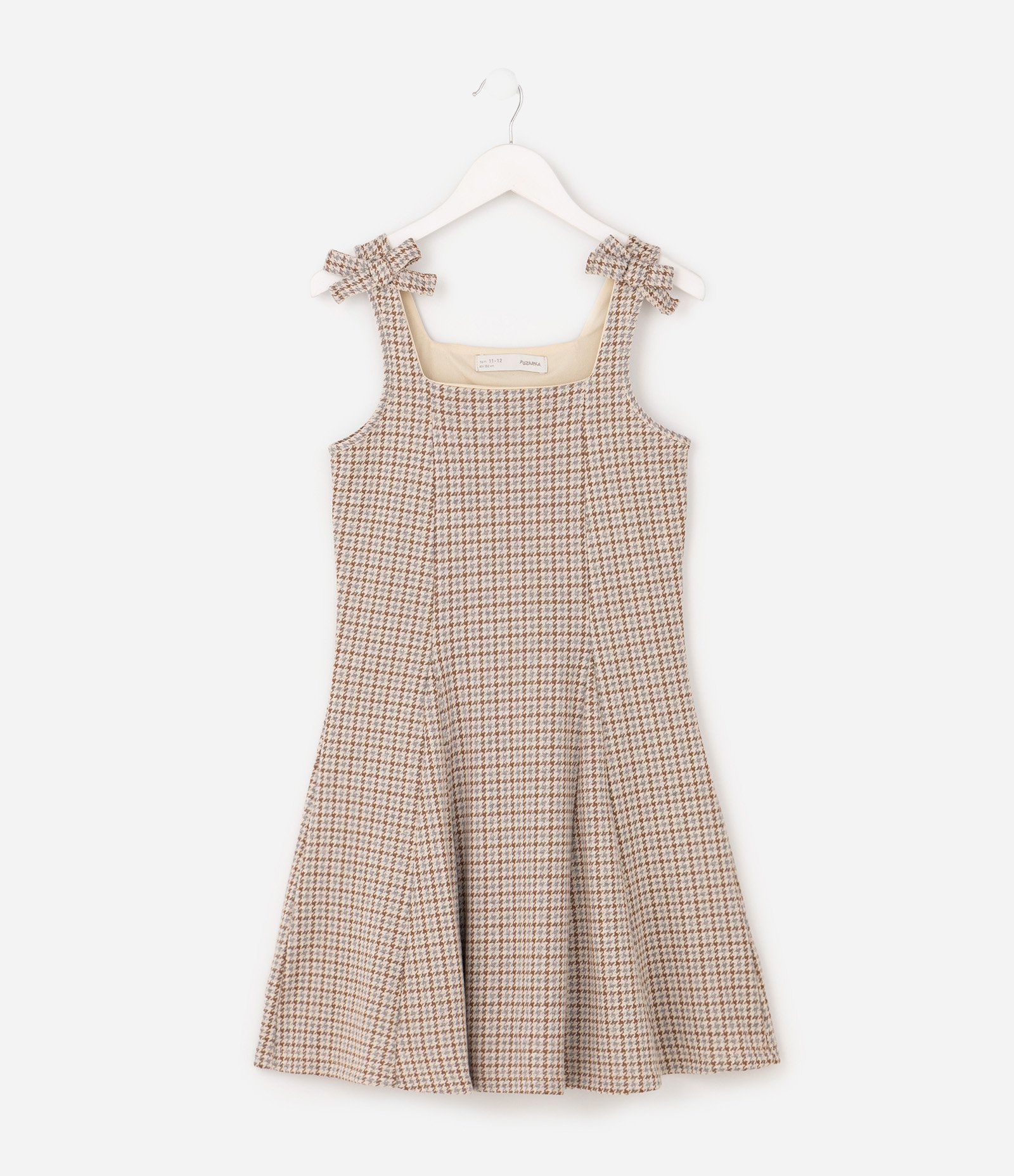 Vestido Infantil Tweed Texturizado com Laços - 5 a 14 Anos Cinza 3