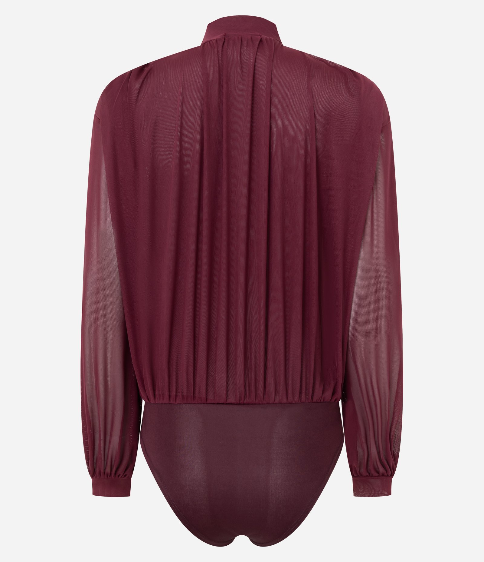 Body em Tule com Gola Laço e Manga Longa Vermelho 3