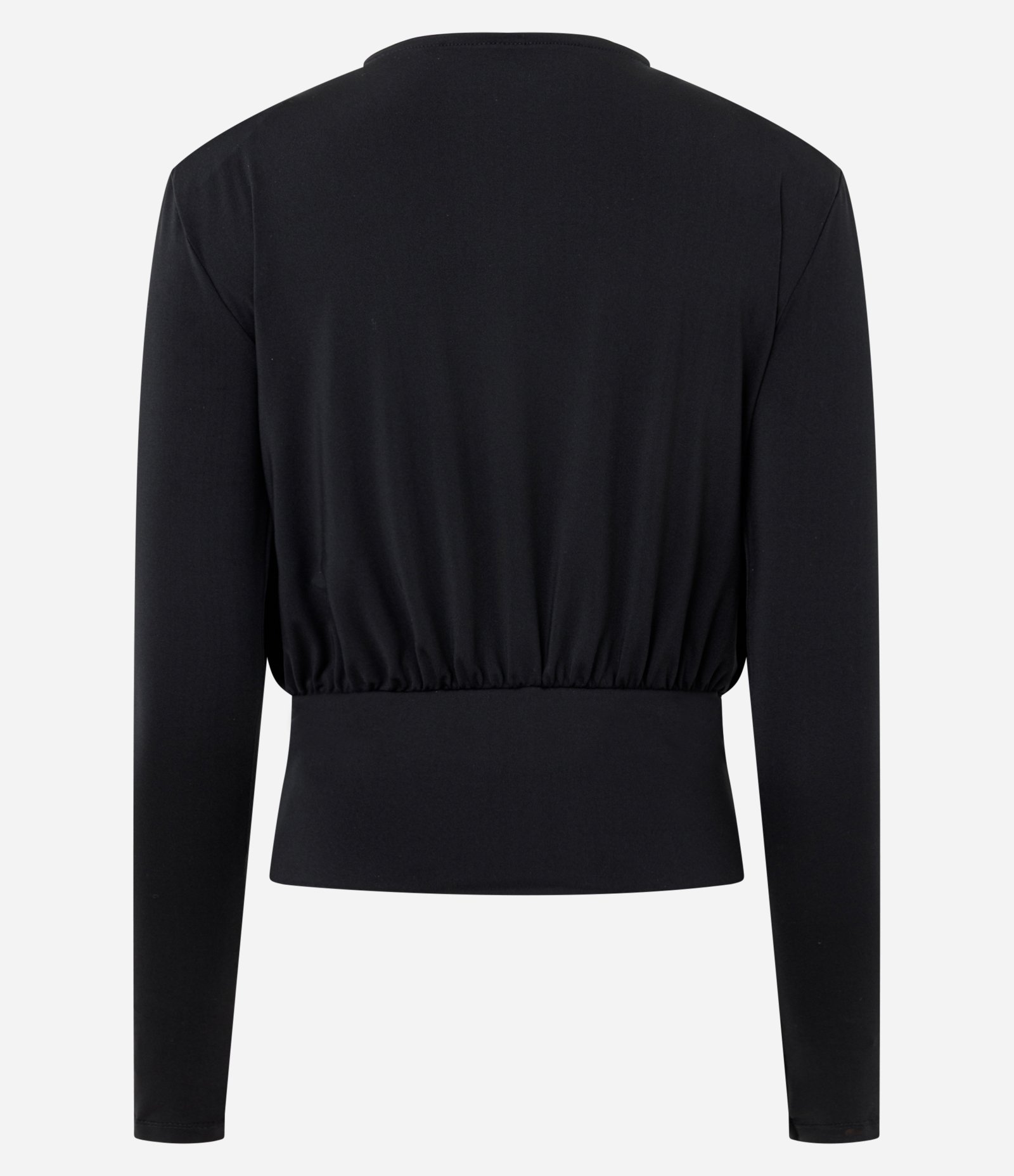 Blusa Manga Longa Transpassada em Microfibra Preto 6