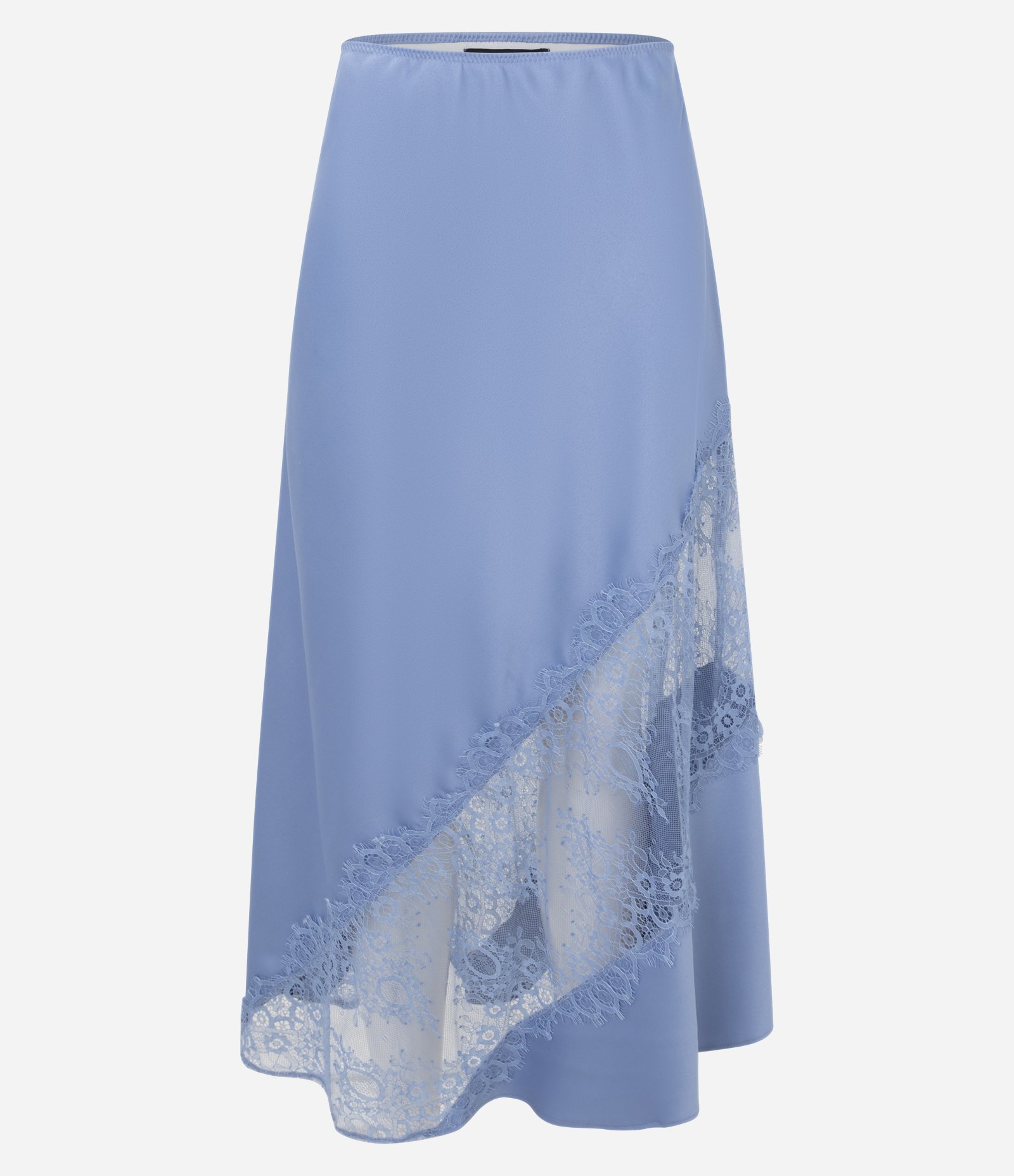 Saia Midi em Cetim com Entremeio de Renda Azul 5
