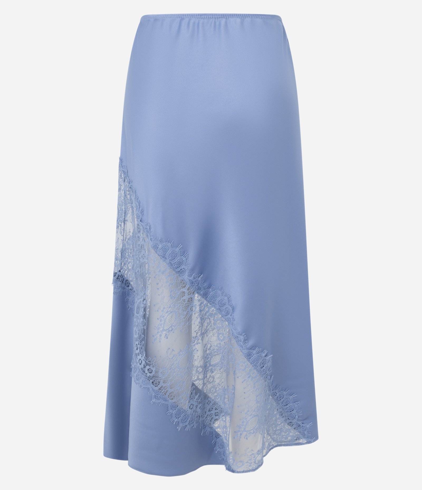 Saia Midi em Cetim com Entremeio de Renda Azul 6