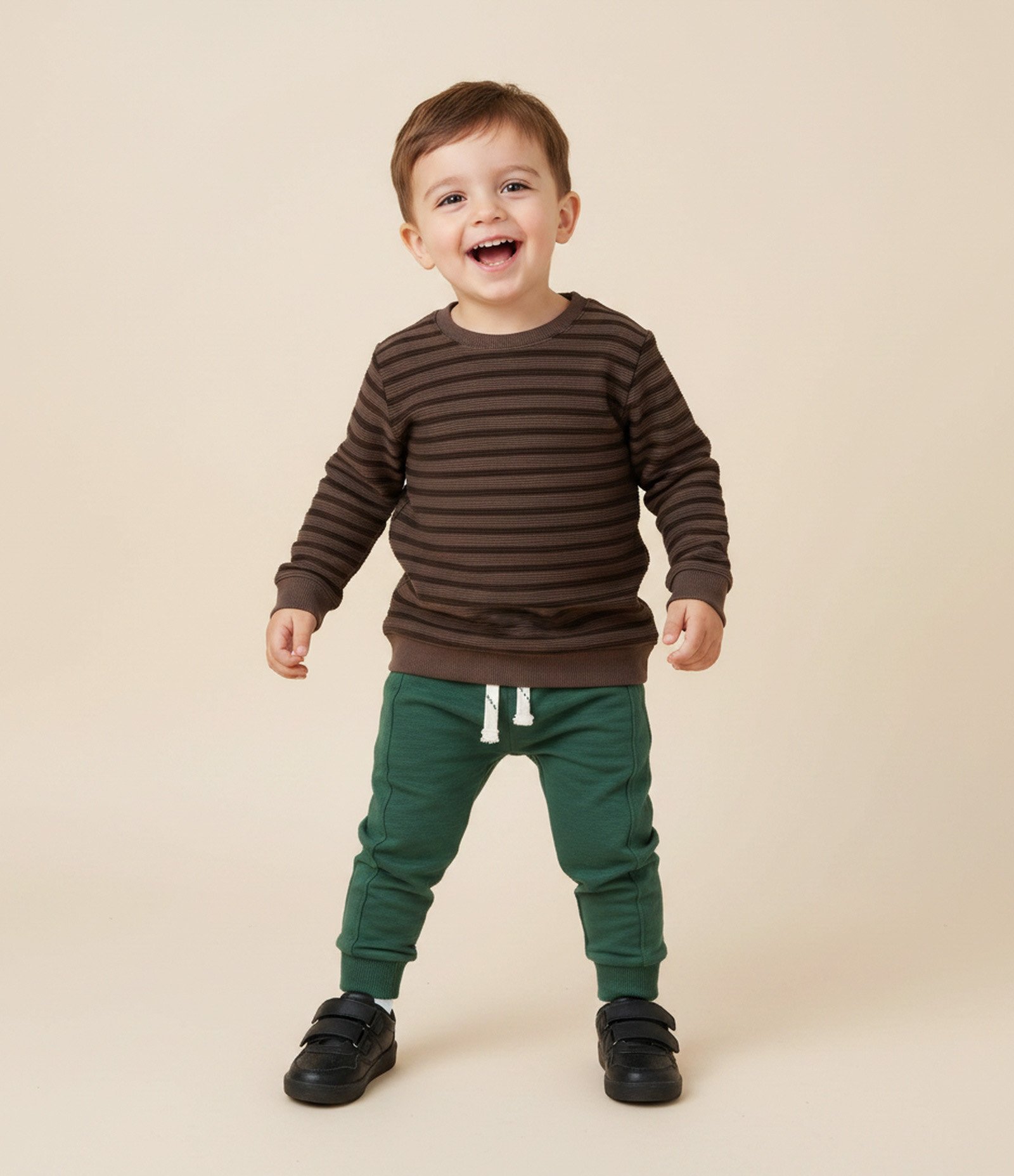 Camiseta Infantil Listras com Texturizada – Tam 1 a 6 Anos Marrom 2